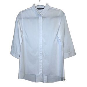 Zac & Rachel White Button Down Collared Top Size Small